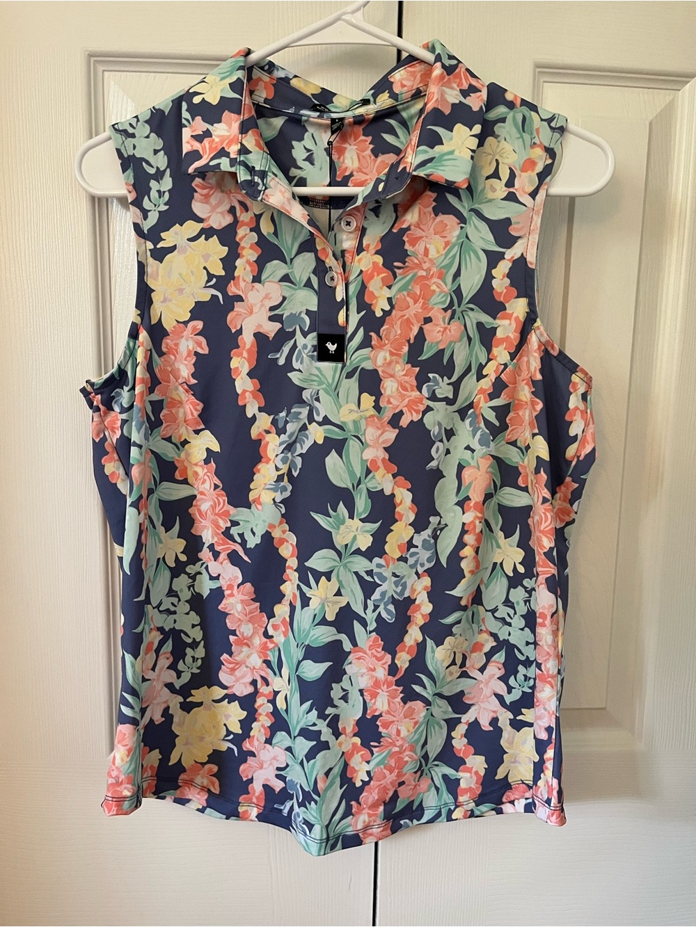 Bad Birdie Core Sleeveless Golf Polo – Lei’d Floral Print – Size Large – NWT ⭐️